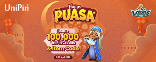 Happy Puasa! Lords Mobile Bagi-Bagi THR 100.000 UniPin Credits dan Kode Item!